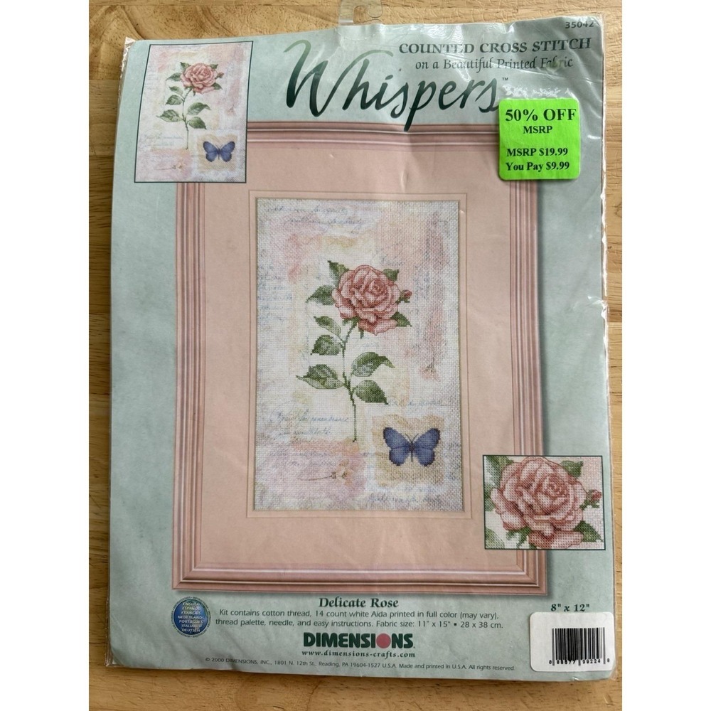Dimensions WHISPERS Delicate Rose Counted Cross Stitch Needlework Kit 35042